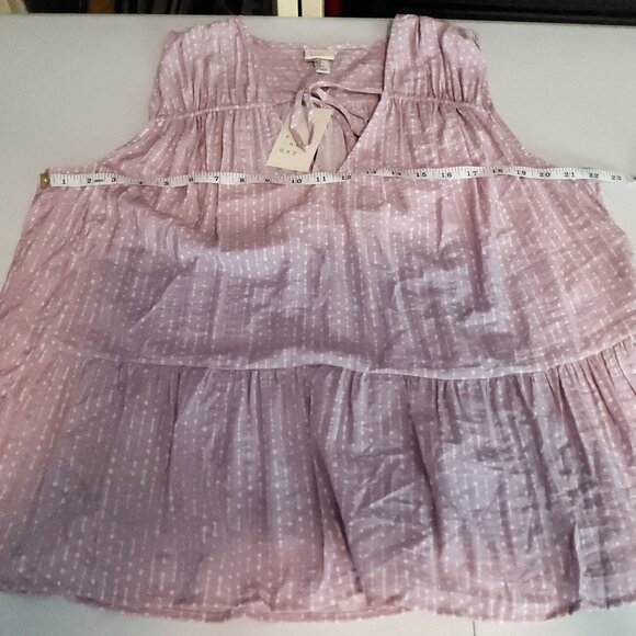 A New Day Dusty Pink Dotted Swiss Xl Sleeveless Babydoll Top With Bow - Picture 7 of 10
